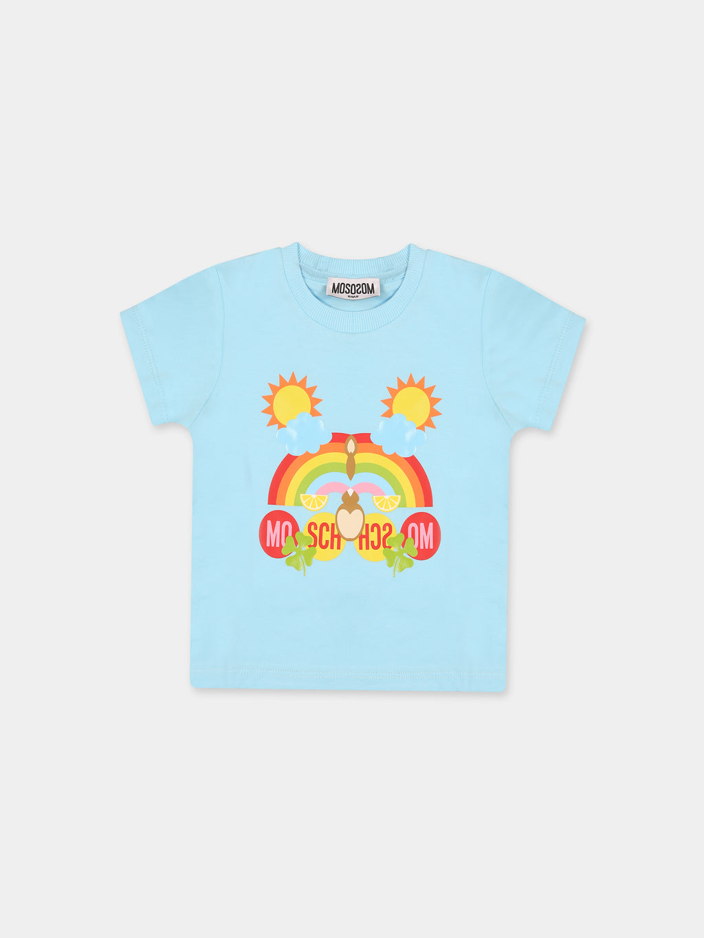 T-shirt celeste per neonati con Teddy Bear e stampa